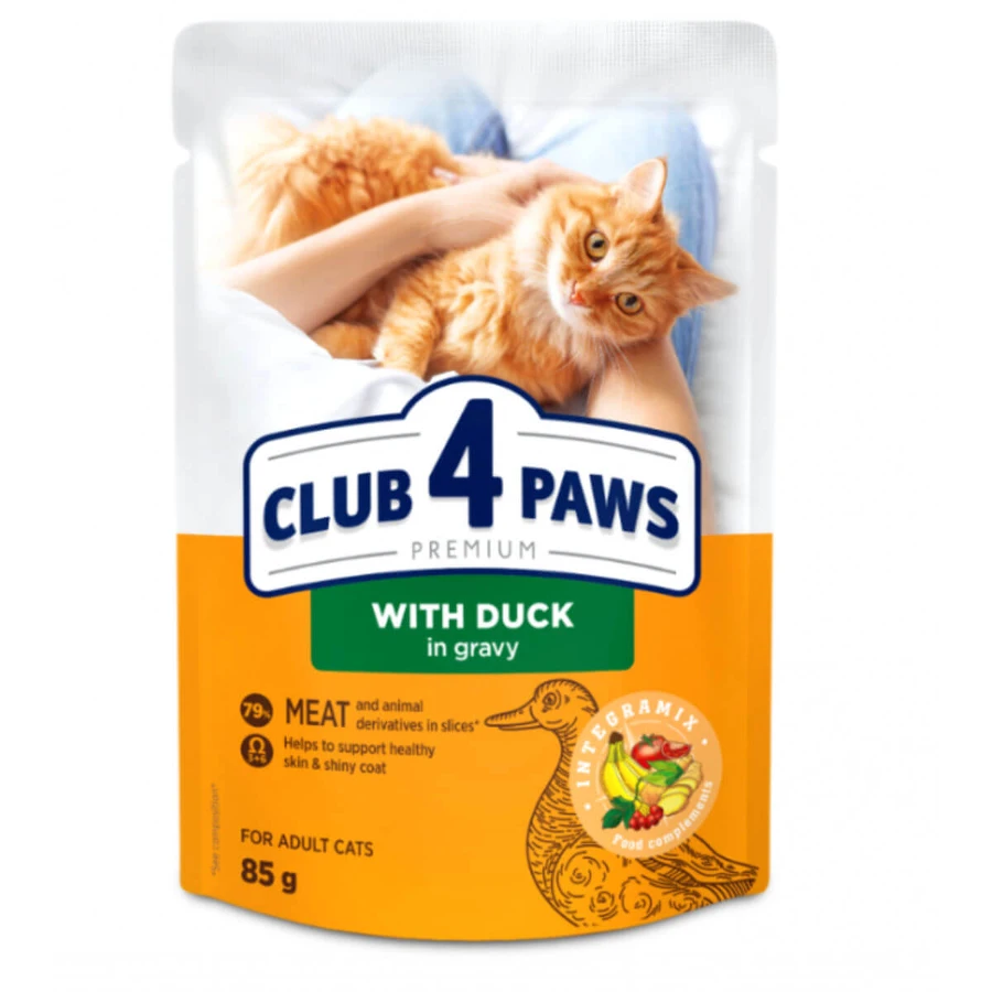 CLUB 4 PAWS, Duck, sachet wet cat food, (in sauce), 85g