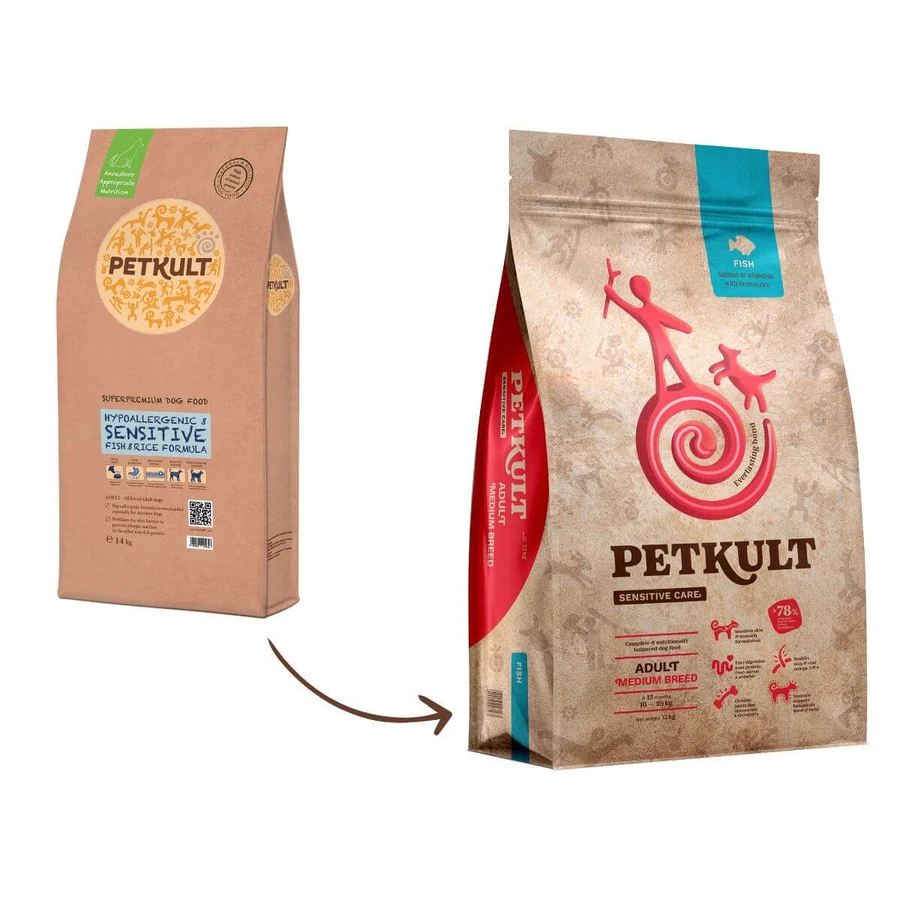 PETKULT Sensitive Care Adult Medium Breed, M, Fish, nourriture sèche pour chiens, allergies, 3kg