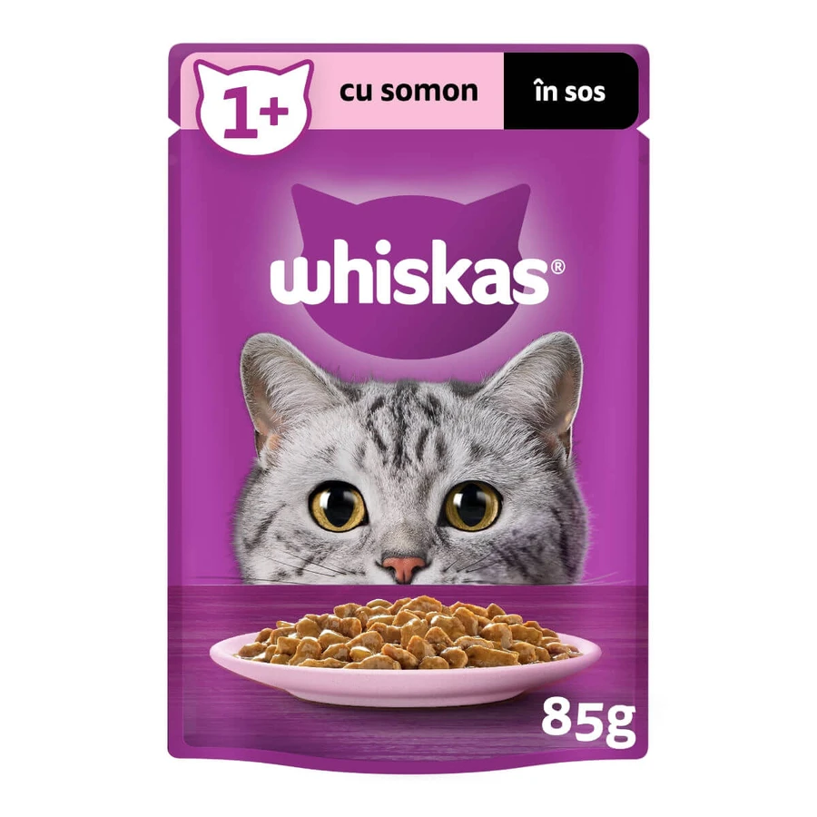 WHISKAS, Łosoś, saszetka mokrej karmy dla kotów (w sosie), 85g: ceny i cechy