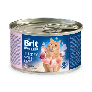 BRIT Premium By Nature, dinde et foie, nourriture humide en conserve sans céréales pour chats, (pâté), 200g