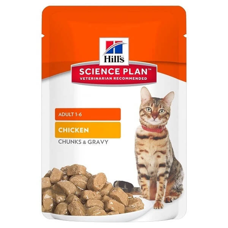 Hill's SP Feline Adult Vleeshapjes in Saus met Kip, Zakje, 85 g