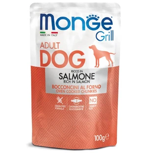 MONGE Grill, XS-XL, saumon, sachet de nourriture humide pour chiens, (dans son propre jus), 100g