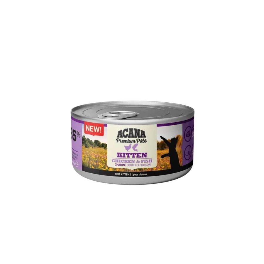 ACANA Premium Pate, Kip en Vis, graanvrij natvoer in blik voor jonge katten, (pate), 85g