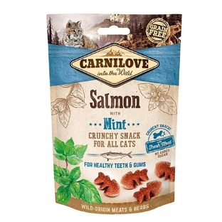 CARNILOVE Crunchy Snack, saumon à la menthe, récompenses fonctionnelles sans céréales pour chats, sensibilités dentaires, 50g