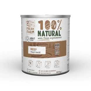 FRESH FARM Smooth, XS-XL, Wołowina, wilgotna karma dla psów w puszkach, (pasztet), 800g
