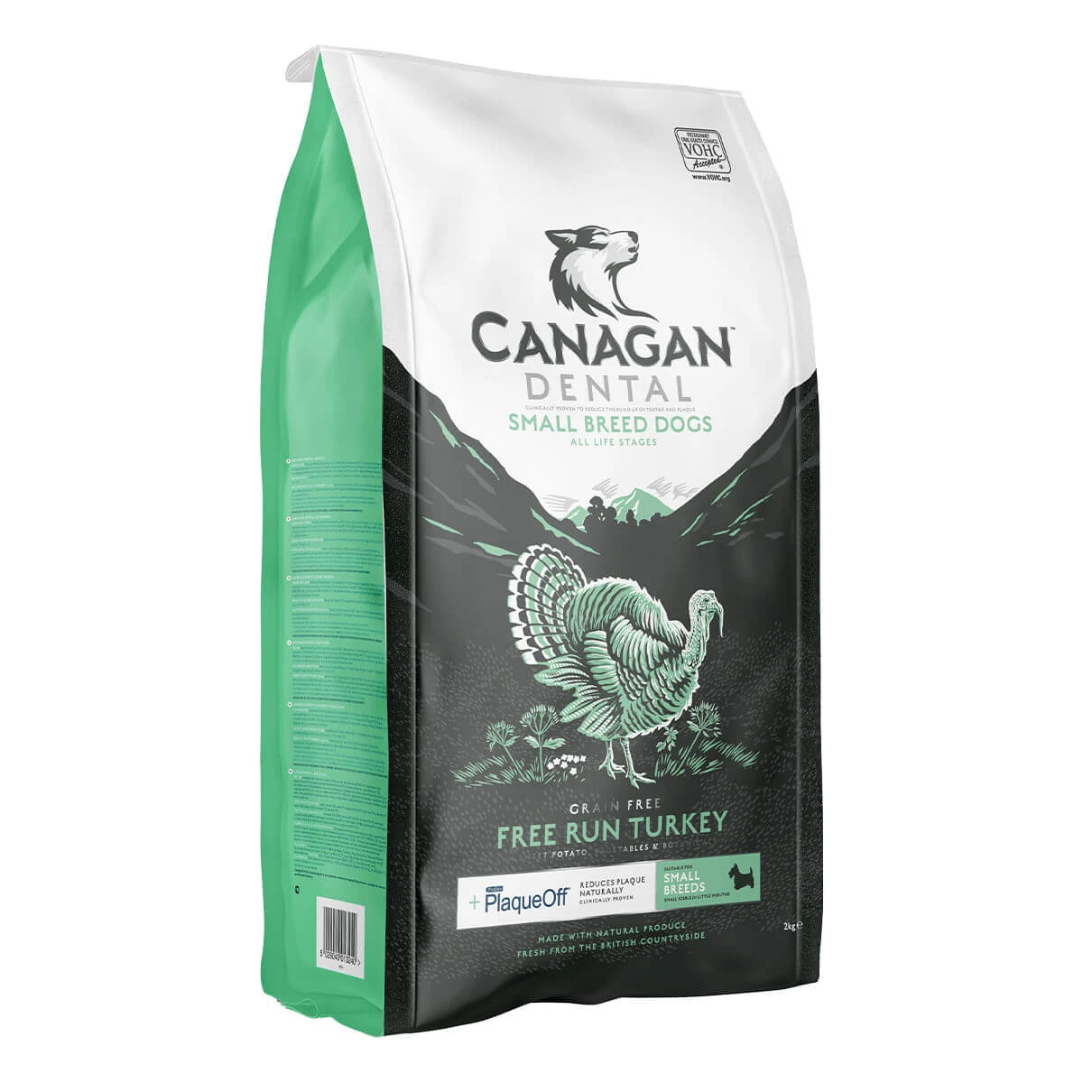CANAGAN Dental Small Breed, XS-S, kalkoen, droogvoer, graanvrij voer voor jonge & volwassen honden, tandgevoeligheid, 2kg