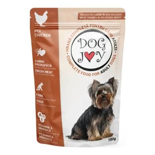 DOG JOY, XS-S, Pollo, bustina di cibo umido per cani, (in salsa), 100g