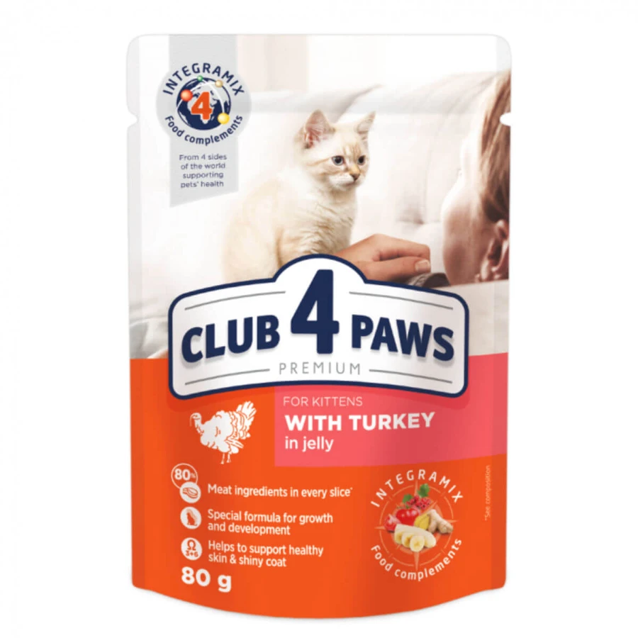 CLUB 4 PAWS, Turkey, sachet wet cat food, (in aspic), 85g