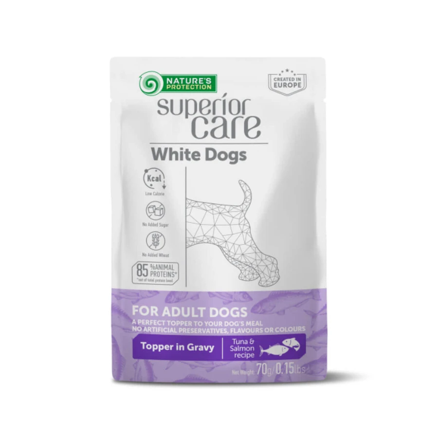 NATURES PROTECTION Superior Care Superior Care Witte Honden, XS-XL, Tonijn en Zalm, zakje vochtig hondenvoer, (topping), 70g, 70g
