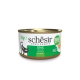 SCHESIR Complément en Gelée, Poulet, nourriture humide en conserve pour chats, (en aspic), 70g