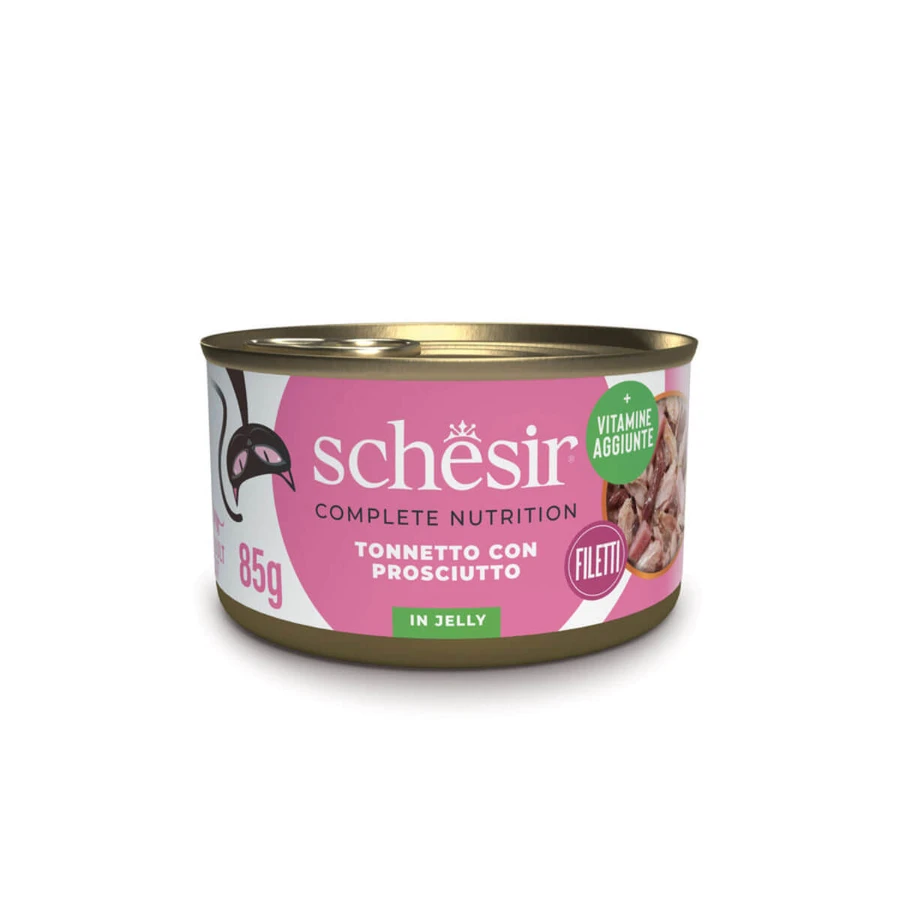 SCHESIR Complete Nutrition, Tuna and Ham, canned wet cat food, (in aspic), 85g