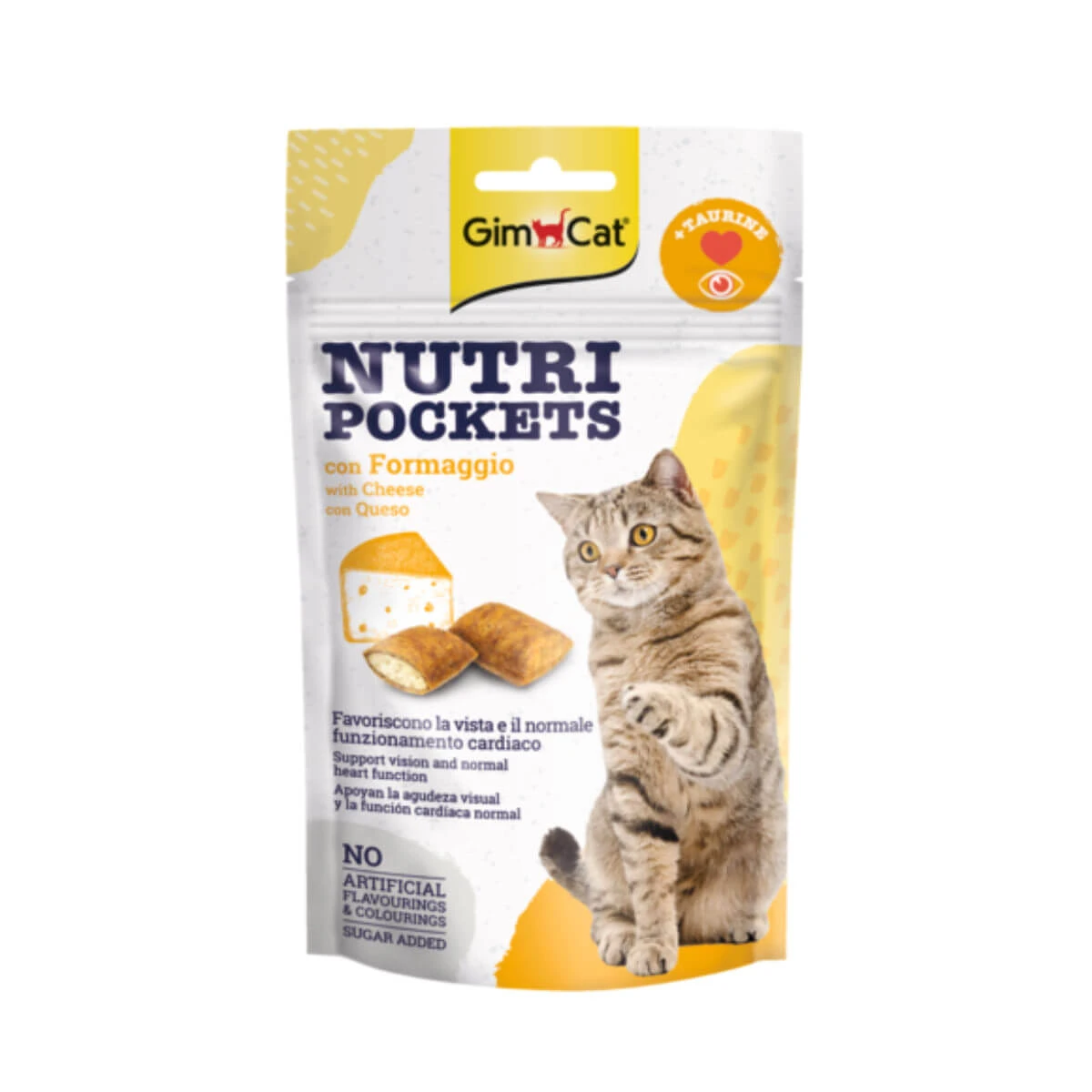 GIMCAT Nutri Pockets Branza&Taurine, Kaas, zakje functionele kattenbeloningen, 60g