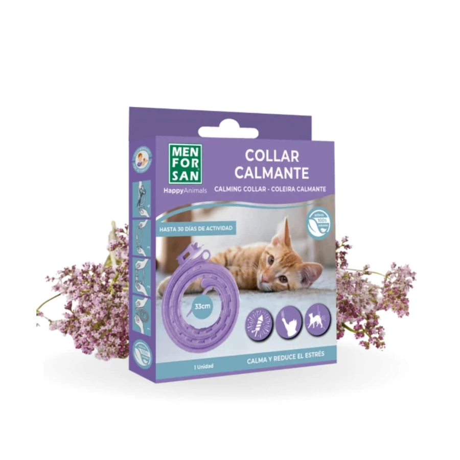 MENFORSAN Collier calmant 33cm, système nerveux & calmant chats, boîte, 1pc collier