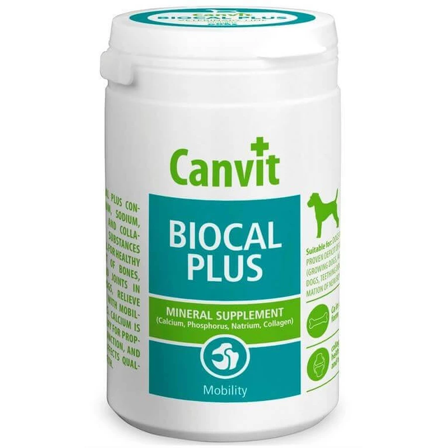 CANVIT Biocal Plus, XS-S, sistema articular, sistema óseo suplemento para perros, botella, 1000g