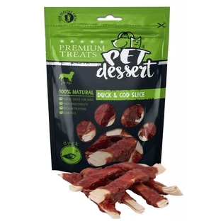 PET'S DESSERT Soft Slice, XS-XL, canard et cabillaud, sachet récompense sans céréales, chiens, 80g