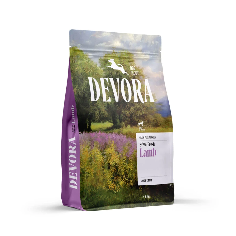 DEVORA Razas Grandes, L-XL, Cordero, pienso sin cereales, 4kg