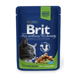BRIT Premium Sterilized, Kip, zakje natvoer voor gesteriliseerde katten, (in saus), 100g