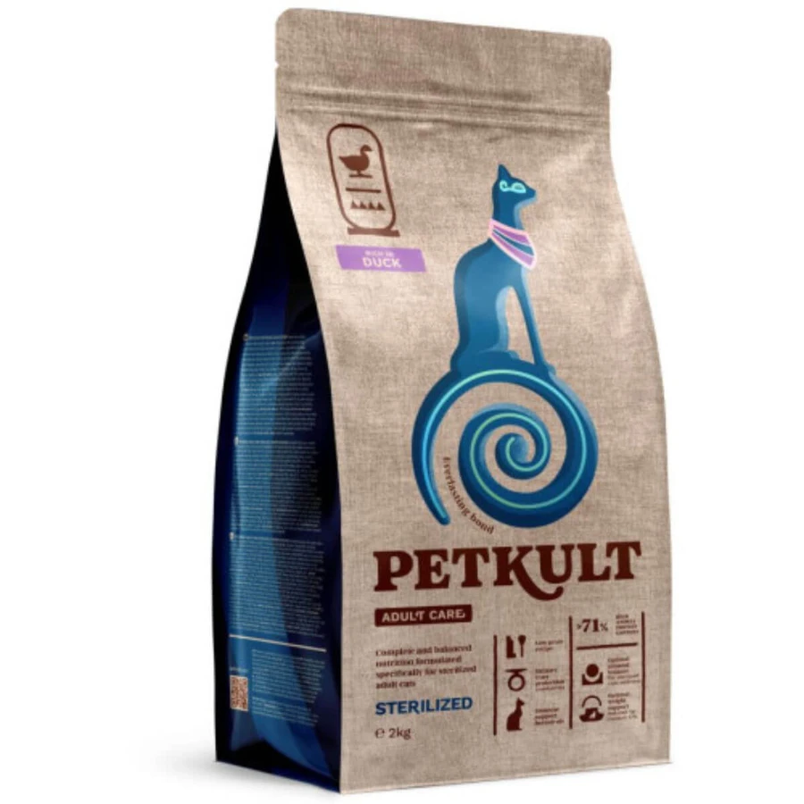 PETKULT Adult Care Sterilized, Eend, droogvoer voor gesteriliseerde katten, 2kg