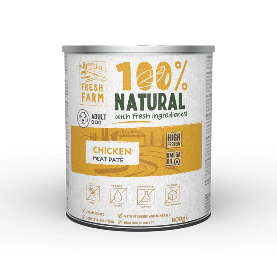 FRESH FARM Smooth, XS-XL, Chicken, canned moist dog food, (pate), 800g