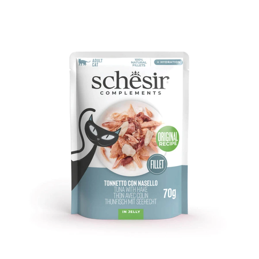 SCHESIR Complementary In Gelei, Kip en Heek, zakje nat kattenvoer, (in aspic), 70g