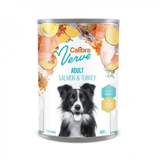 CALIBRA Verve GF, XS-XL, saumon et dinde, nourriture humide en conserve sans céréales, (pâté), 400g