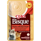 INABA Ciao Bisque, Huhn und Rind, getreidefreies Katzenfutter, (Püree), 40g
