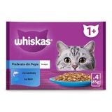 WHISKAS Selections Fish, Salmon and Tuna, sachet wet cat food, (in aspic), multipack, 85g x 4