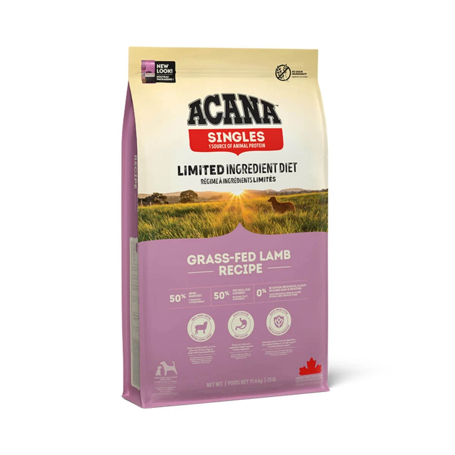 ACANA Singles Grass-Fed Lamb, Cordero y Manzana, alimento seco para perros sin cereales, 2kg
