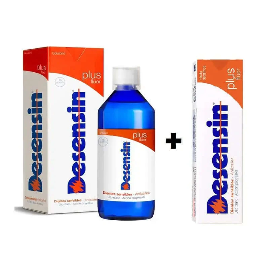 Desensin Plus Pack Fluor Paste 75 ml + Apă de gură 500 ml