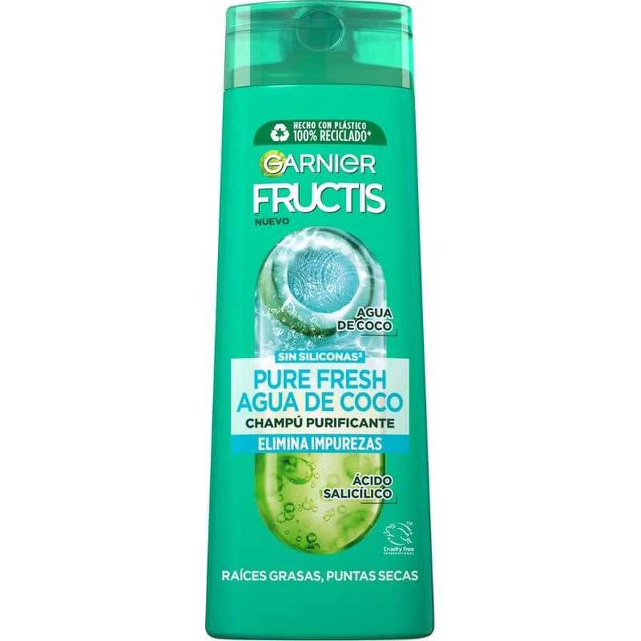 Garnier Fructis Pure Fresh Kokoswater Shampoo Normaal Haar, Met Vette Wortels En Droge Haartjes 380 ml