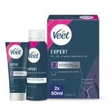 Veet Expert Enthaarungsset Intimbereich, Enthaarungscreme 50 ml Frau und Schaum 50 ml