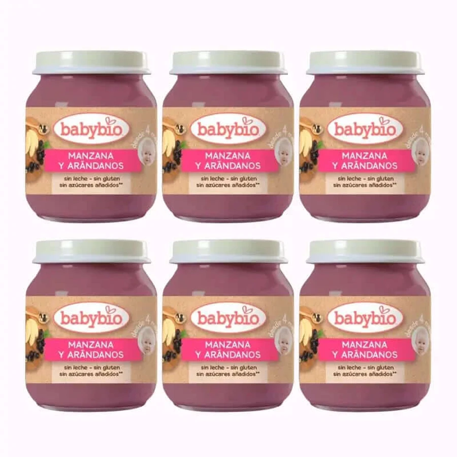 Babybio Appel Bosbessen, verpakking 6 x Bosbessen, 130g