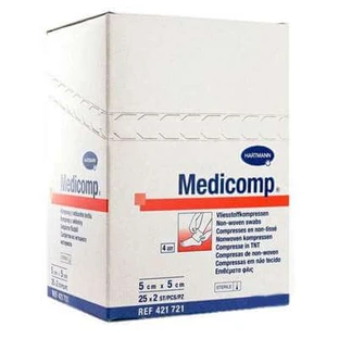 Medicomp Extra non-woven absorbent pads, 5x5 cm (421731), 25 pieces, Hartmann