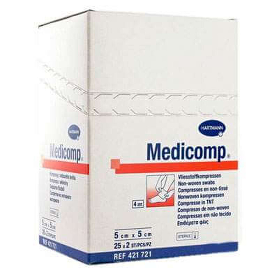 Medicomp Extra coussinets absorbants non tissés, 5x5 cm (421731), 25 pièces, Hartmann