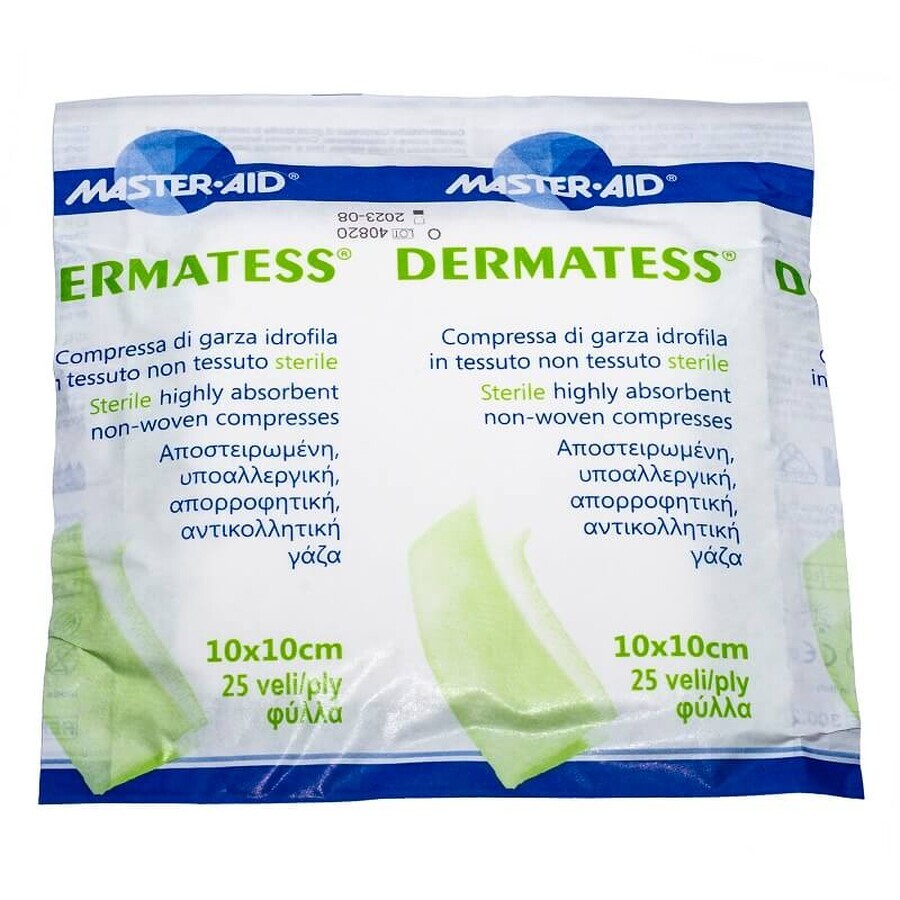 Dermatess Master-Aid steriele kompressen, 10X10 cm, 25 stuks, Pietrasanta Pharma