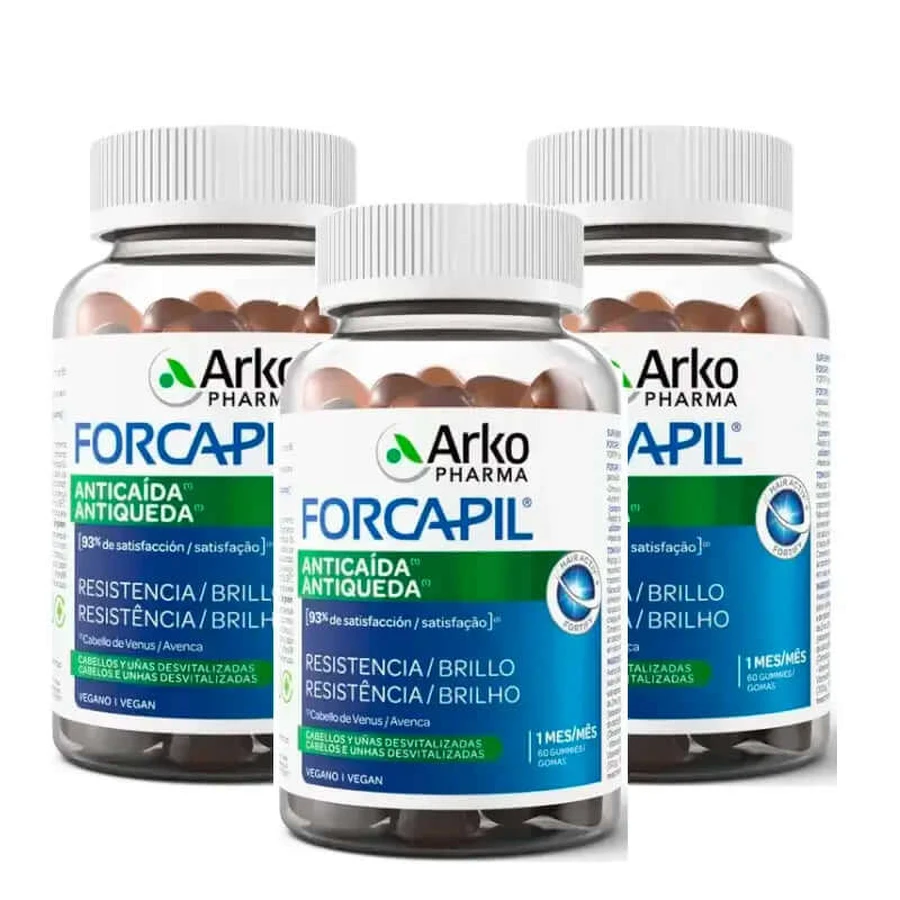 Arkopharma Forcapil Anti-pierdere a părului, pachet 3 x 60 bomboane gumate