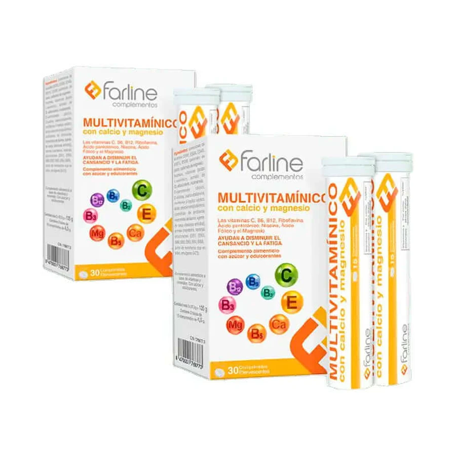 Farline Multivitamin, 2 paquets de 30 comprimés effervescents