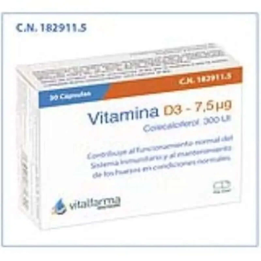 Vitalfarma Vitamin D3 7,5Mcg (300Ui) 30Cap