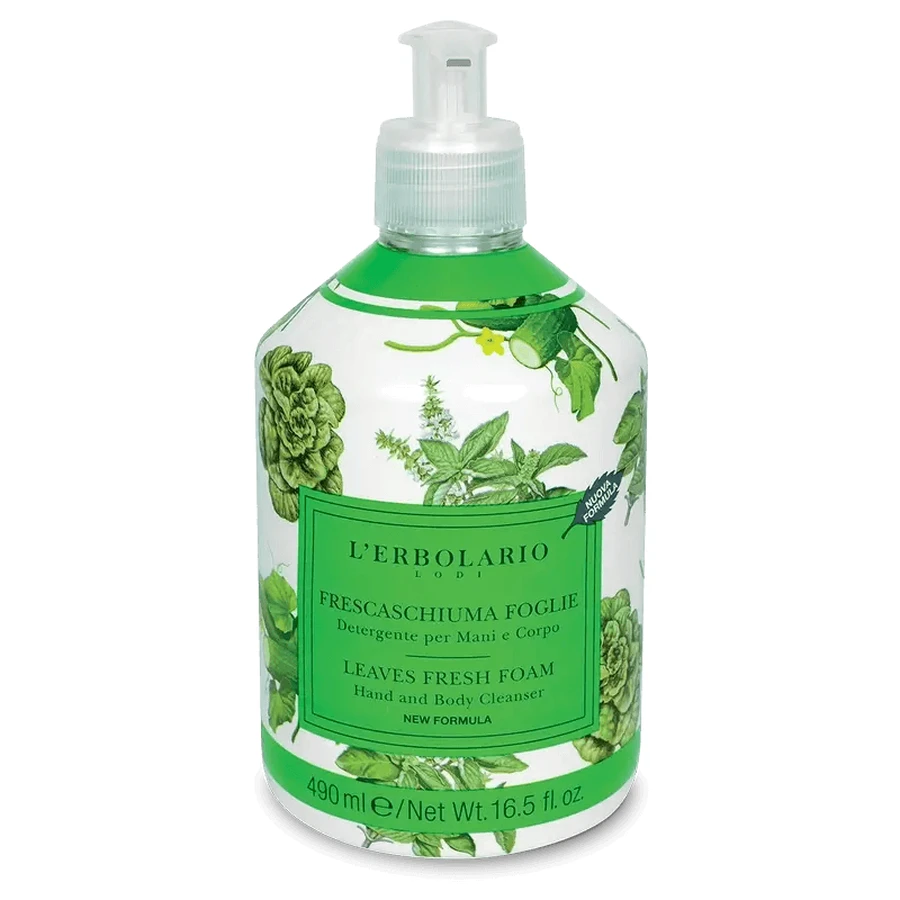 L'Erbolario Hand and Body Soap Fresh Foam Leaves, 490 ml