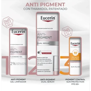 Eucerin Pack Anti-Pigment - Ser dublu, 30 ml + Mini Gel de curățare 20 ml + Mini Protecție solară 7 ml
