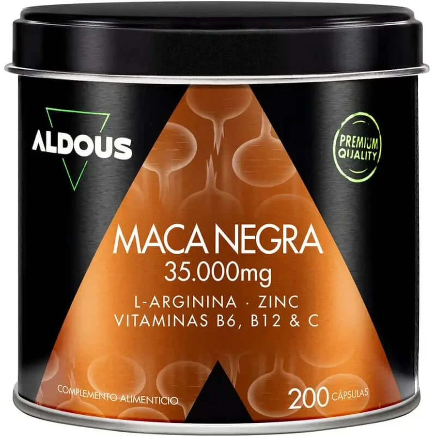 Aldous Bio Peruvian Black Maca Complex Arginine, Zinc, Vitamin C, B12 and B6 , 200 capsules