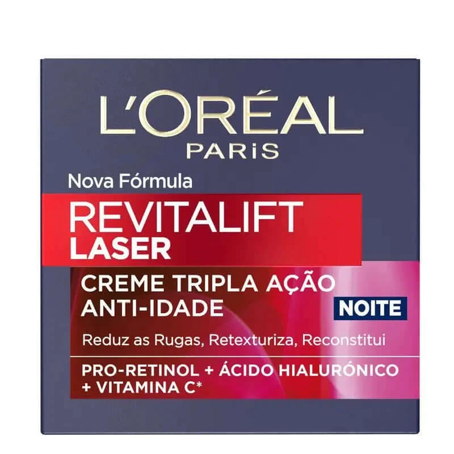 L'Oréal Paris Revitalift Láser Crema de Noche Anti-Edad Triple Acción, Antiarrugas y Multicorrección, 50 ml