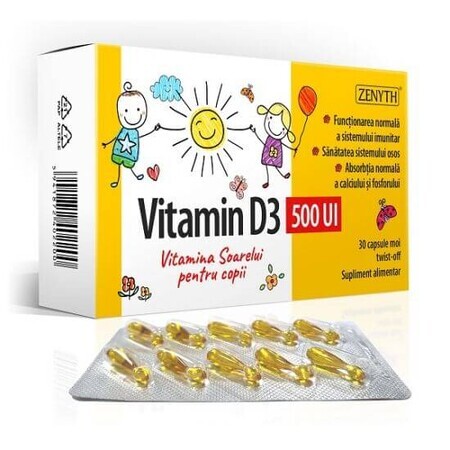 Vitamine D3 500 UI pour enfants, 30 gélules, Zenyth