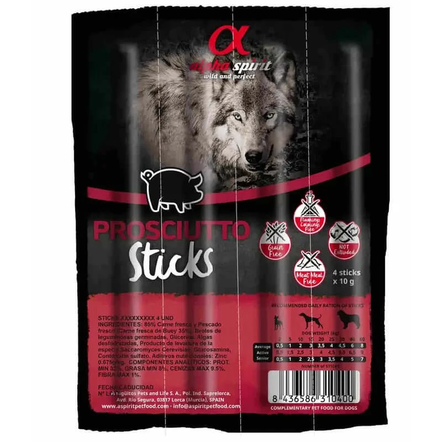 Alpha Spirit Canine Ham Sticks 16X4Packs