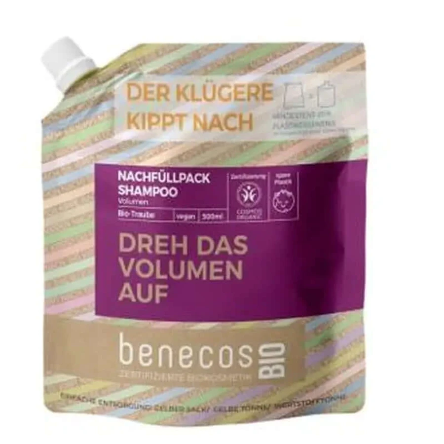 Benecos Shampooing Volume Raisin 500ml recharge. Bio Vegan