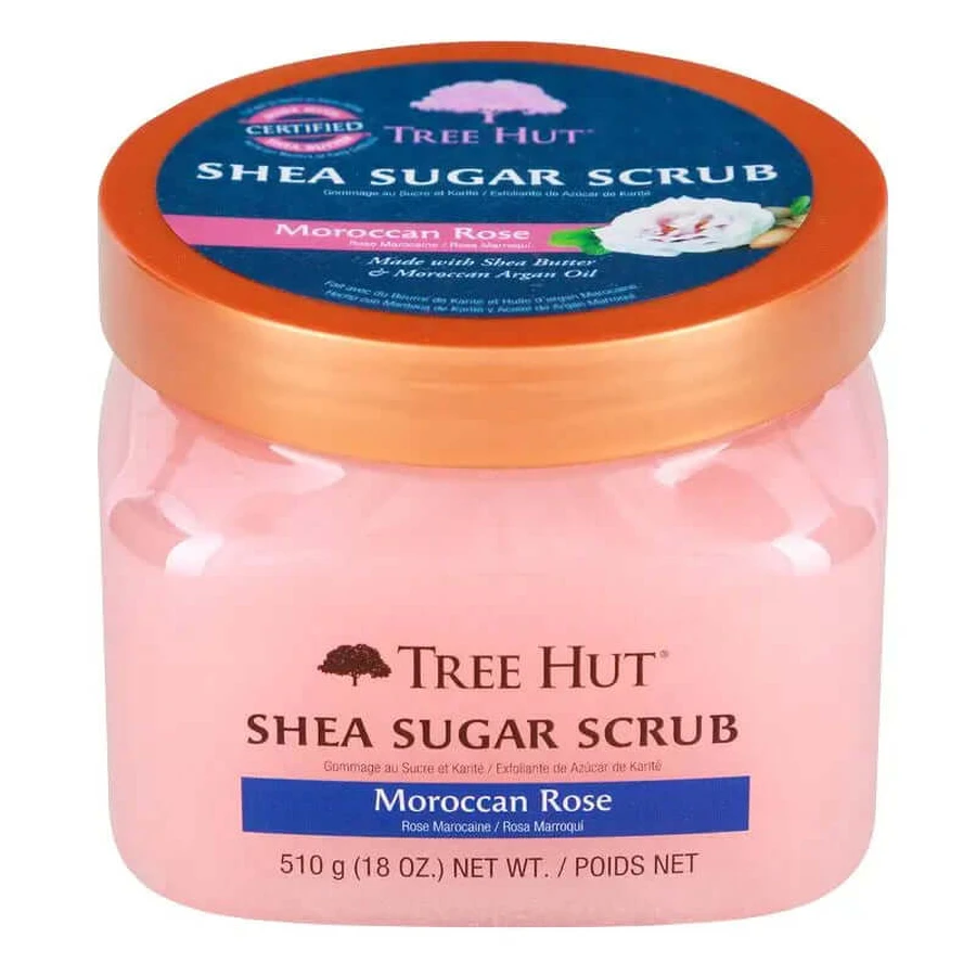 Złuszczający peeling cukrowy Tree Hut, róża marokańska, 510 g: ceny i cechy