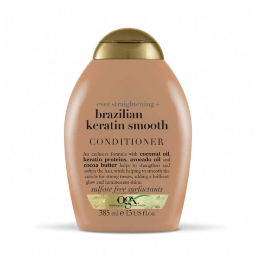 Balsamo per capelli lisci e lisci con Cheratina brasiliana, 385 ml, OGX