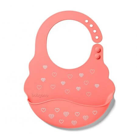 Bavoir en silicone rose avec fermeture réglable, BabyOno