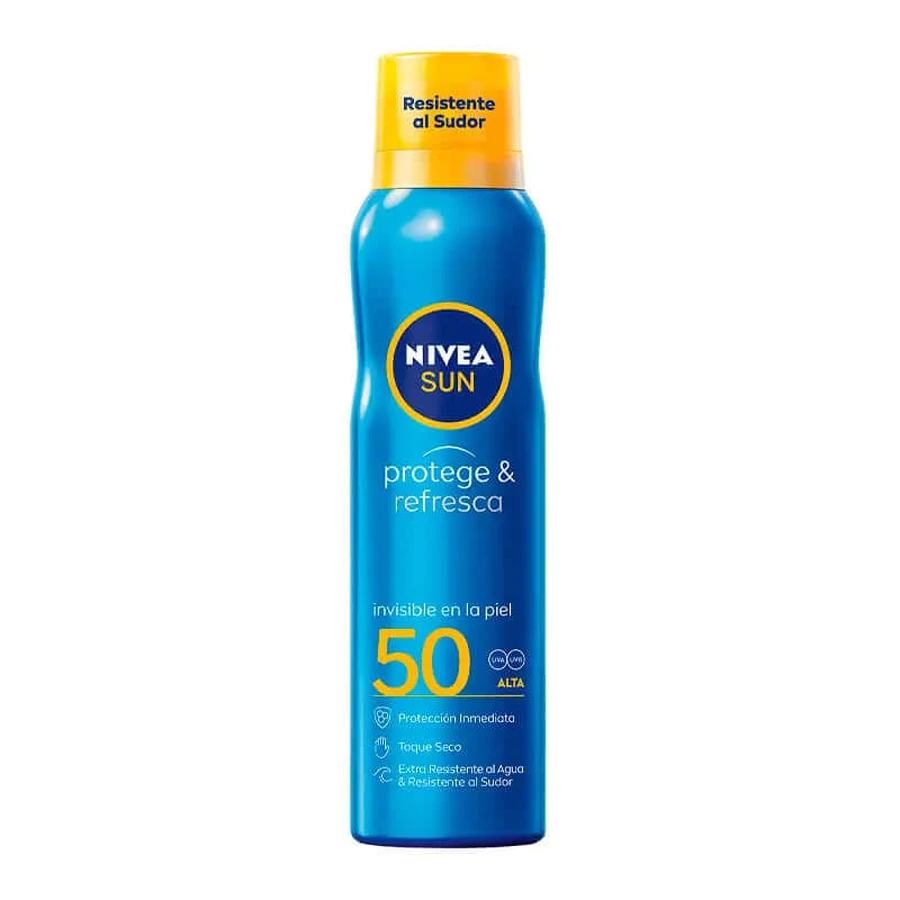 NIVEA Sun SPF50 Protect & Refresh Invisible Sun Mist Spray, 200 ml: ceny i cechy