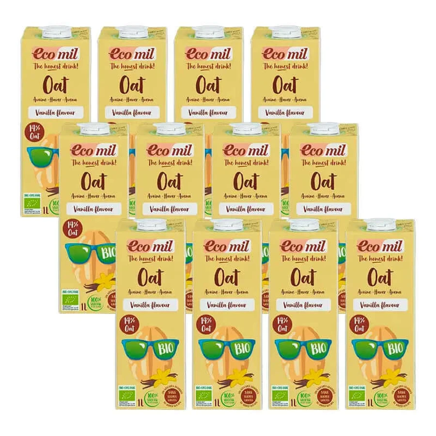 Ecomil Pflanzliches Getränk Vanillegeschmack Bio Tetrabrik, Packung 12 x 1 Liter